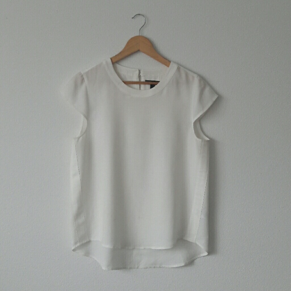 J. Crew White Cap Sleeve Top