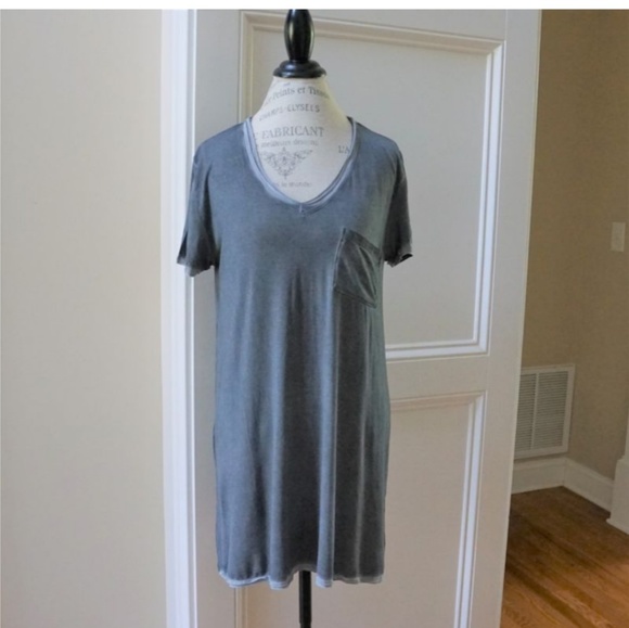 Acid wash T shirt dress new ash gray soft casual - Picture 4 of 5