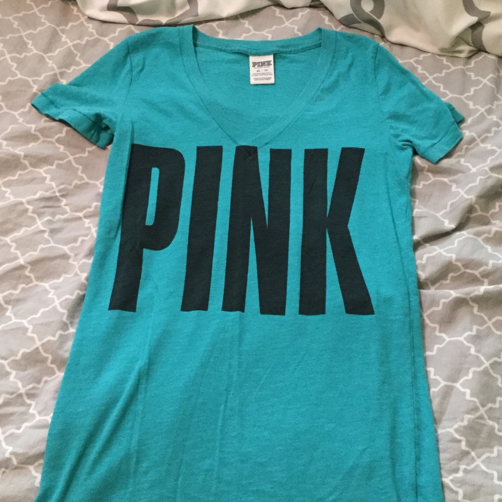 PINK Teal V-Neck