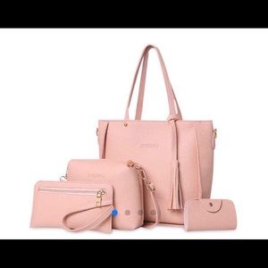 4 pc tassel tote bag set