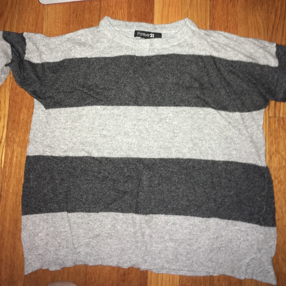 Grey/dark grey Striped forever 21 cropped sweater
