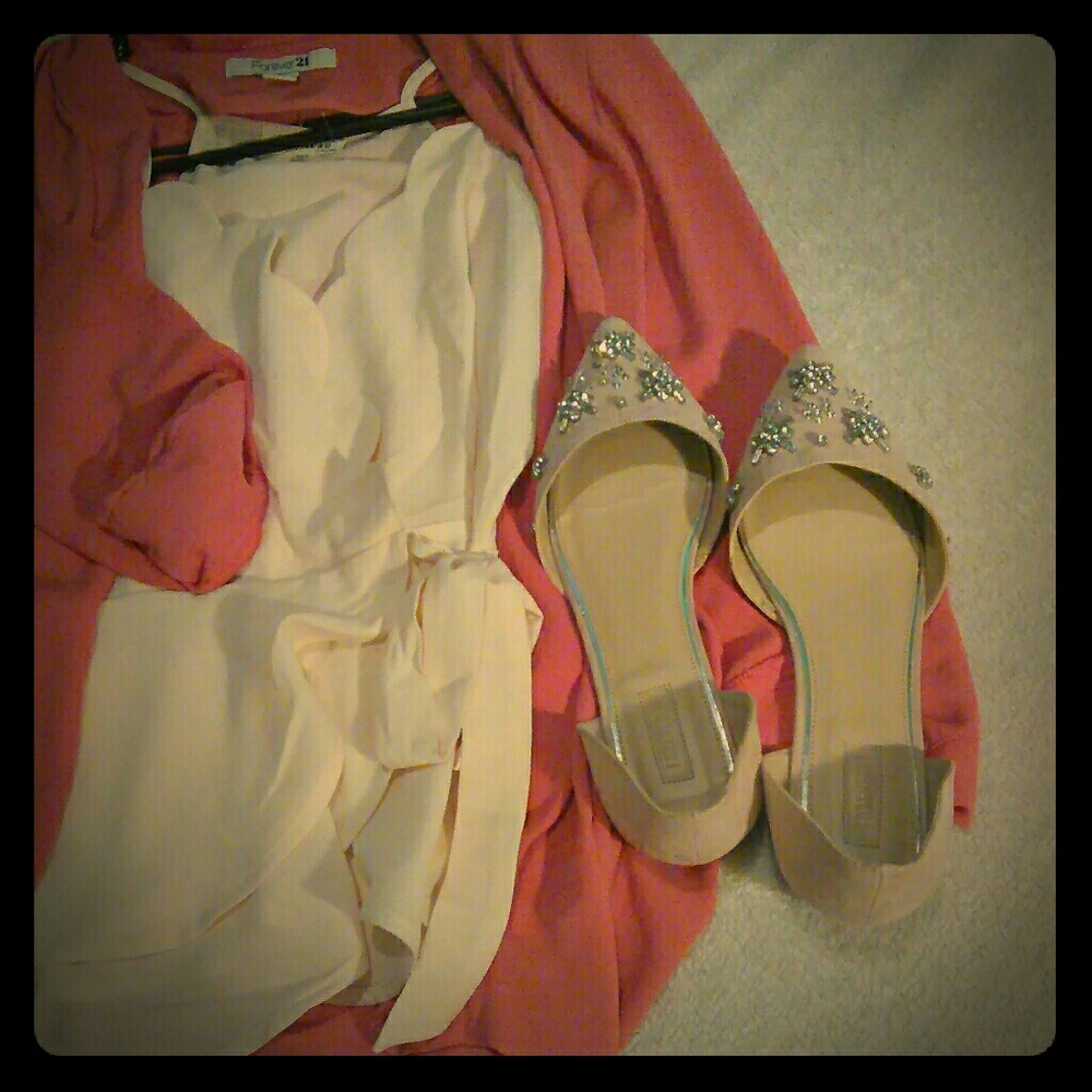 Forever 21 rhinestone embellished flats