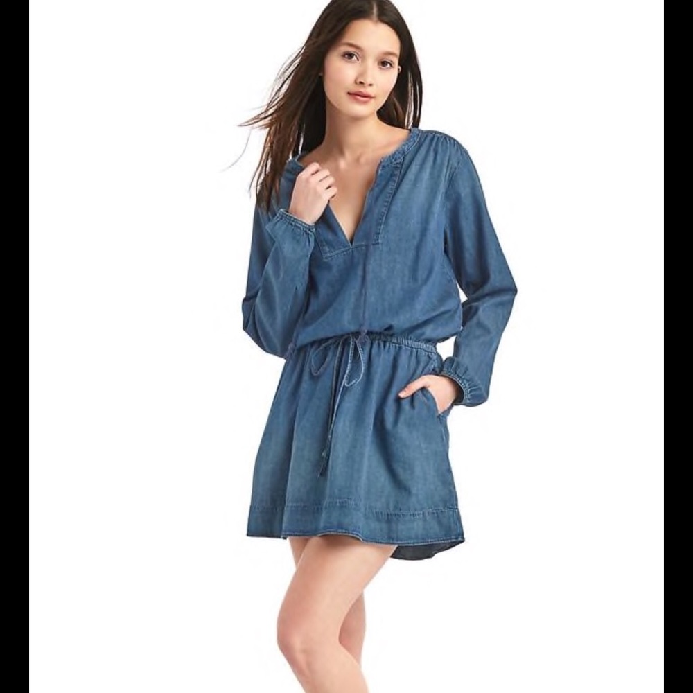 GAP DENIM SPLIT-Neck dress! Size Large