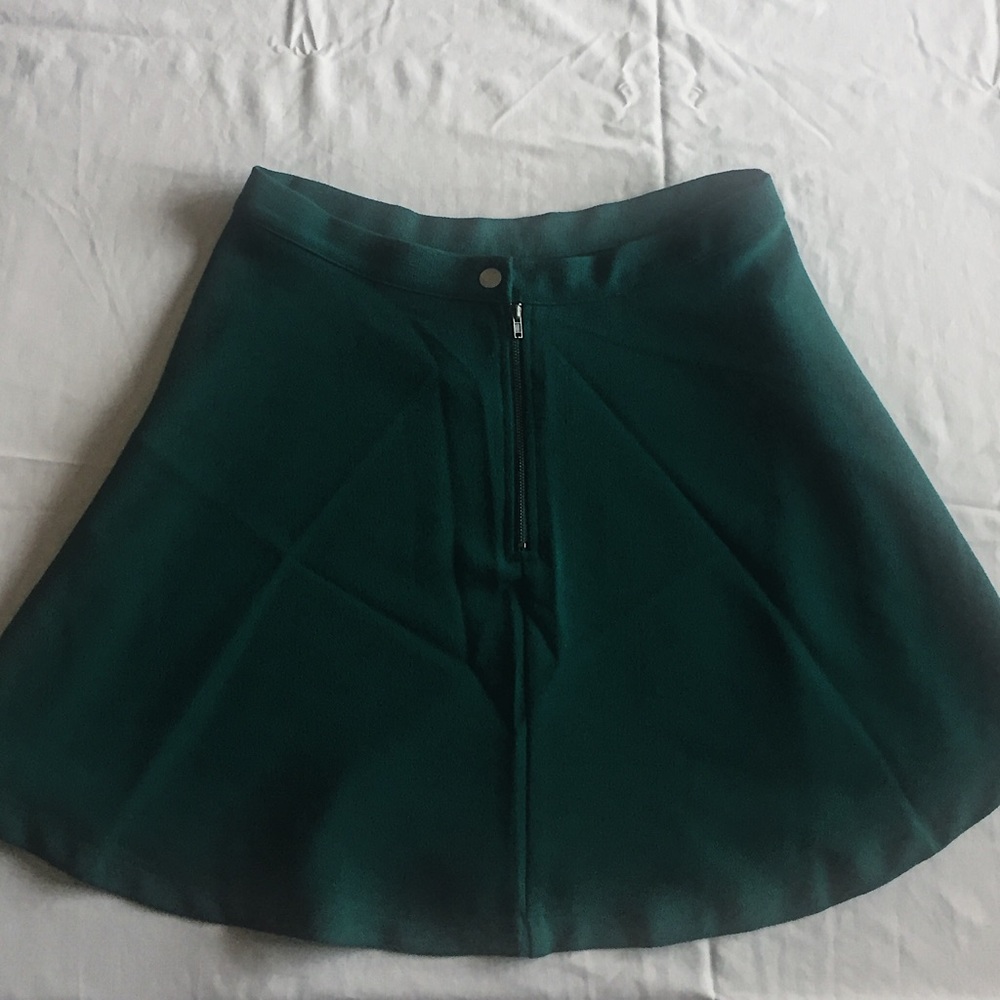 Forever 21 teal skater skirt with zipper detail