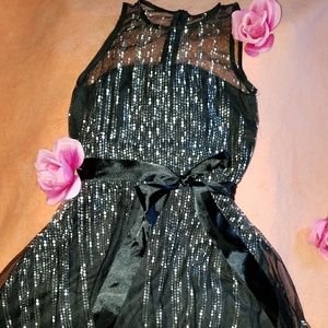 Black & Silver Shimmer Girls Party Dress