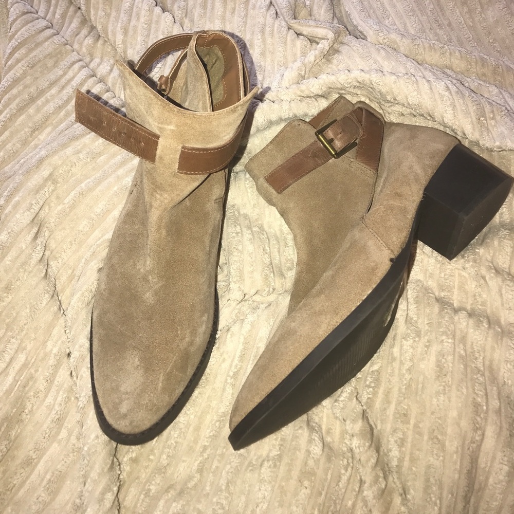 Topshop Tan Suede Ankle Booties