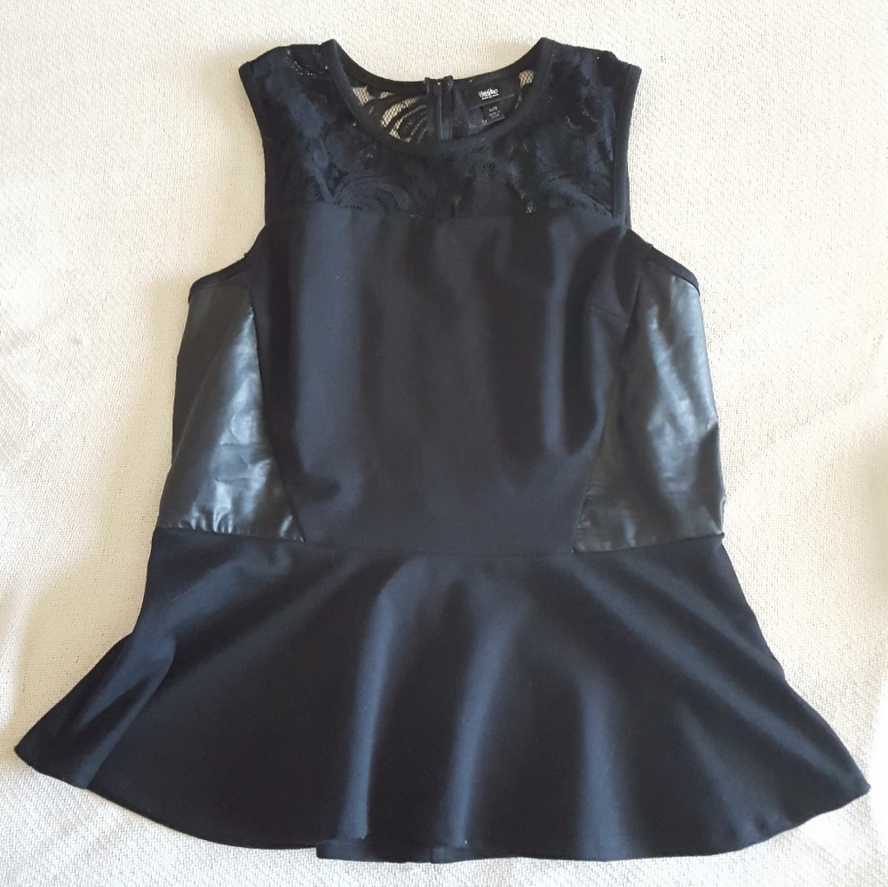 Faux leather peplum top