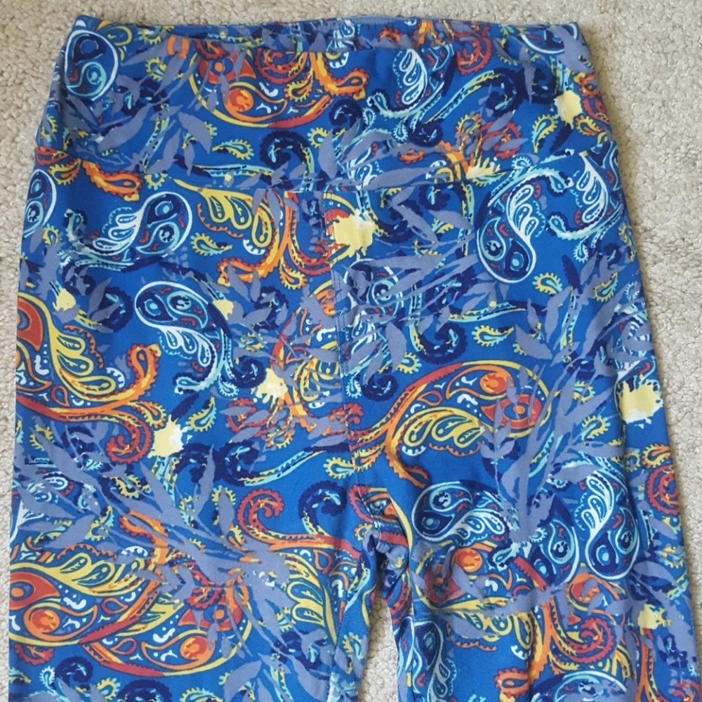 LULAROE One Size Blue/Multicolor Paisley Leggings