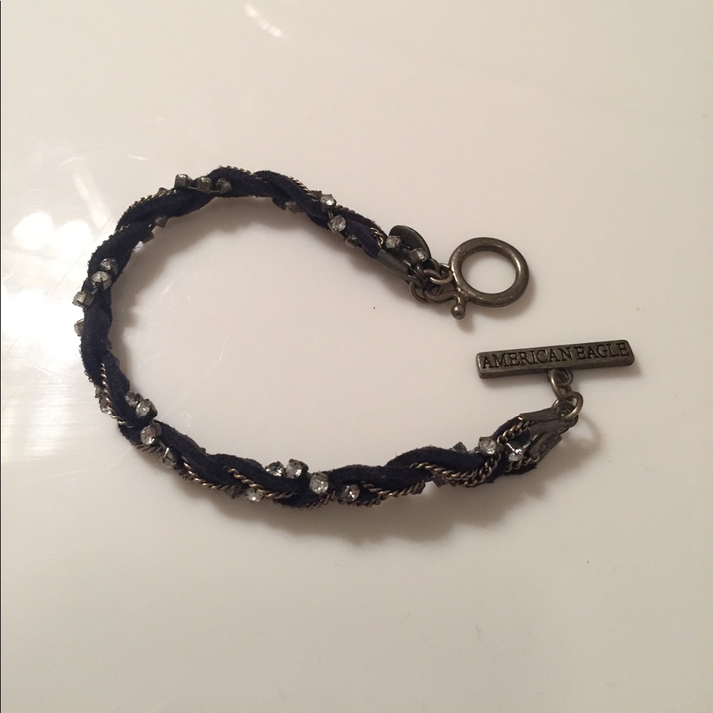 Blue leather w/ rhinestone Bracelet American Eagle
