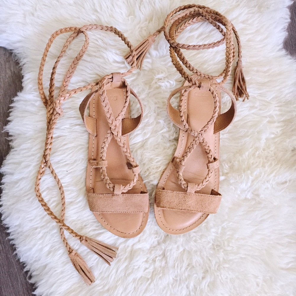 (Like New) ASOS Braided lace up Sandals • Size 5
