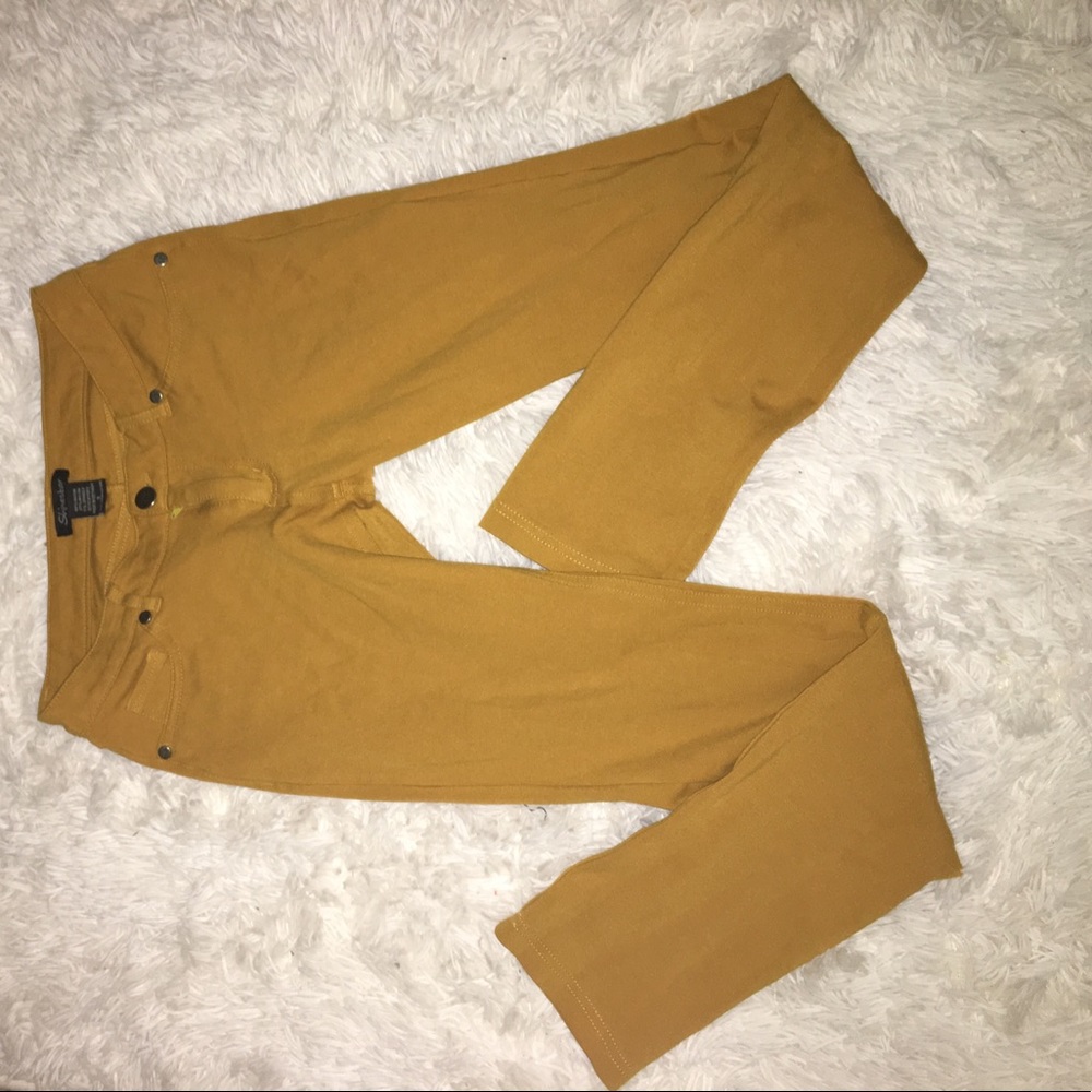 Nude mustard skinny stretch pants