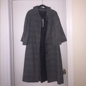 NWT Houndstooth Checked Long Cape Coat