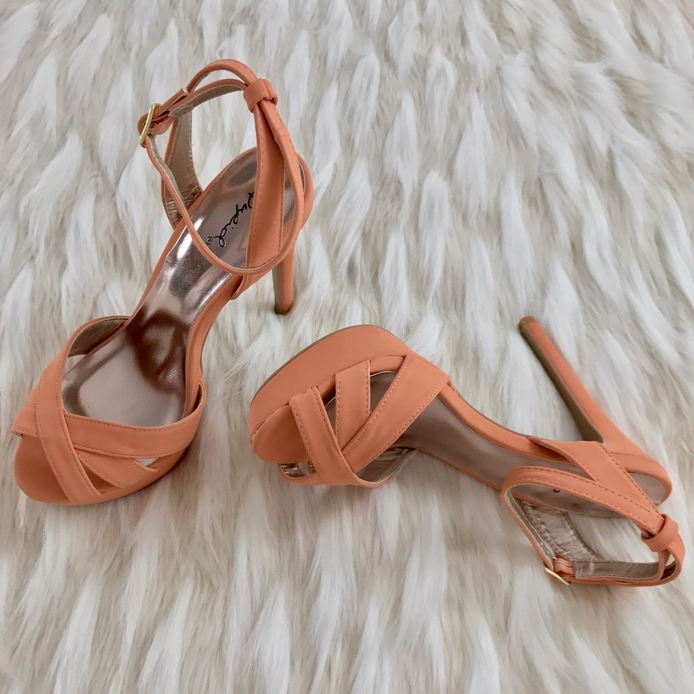 Peachy Nude Strappy platform heels