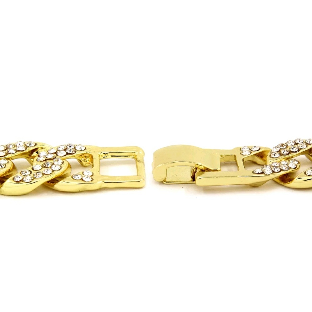 Full iced out cuban link hip hop bracelet - Picture 3 of 5