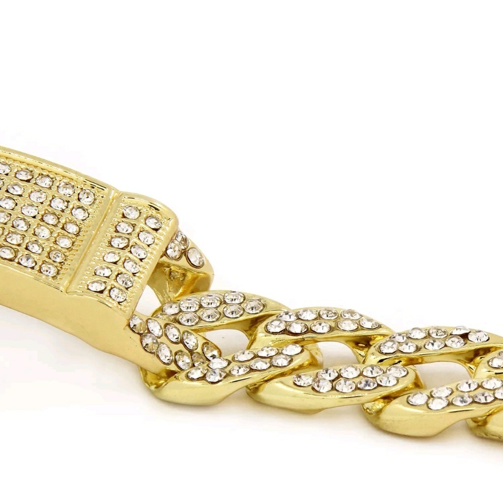 Full iced out cuban link hip hop bracelet - Picture 4 of 5