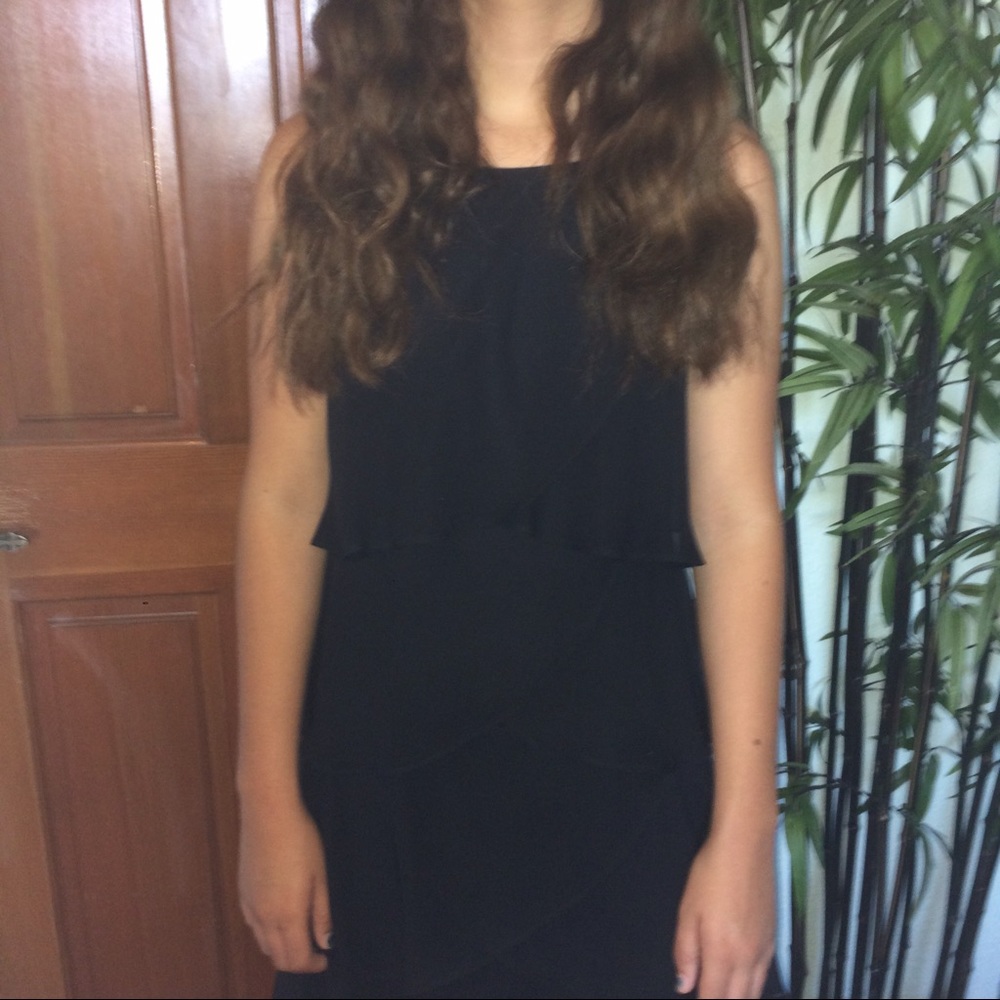 Sleek Black Ruffles Gown