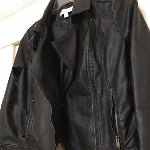 Faux leather jacket with zipper detail