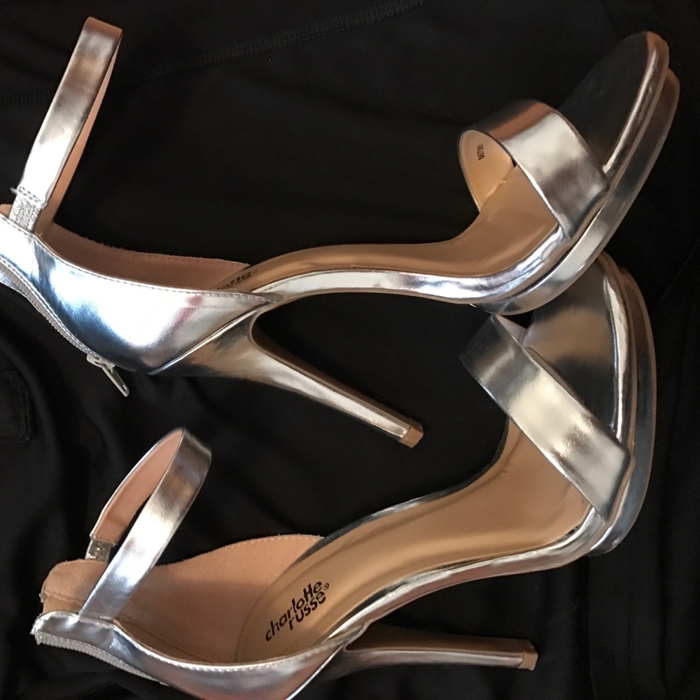 Silver strappy heels