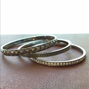Chloe + Isabel pyramid pave 3 row bangle set