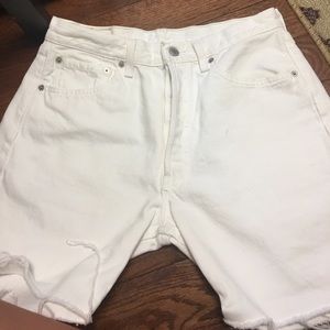 Vintage white Levi 501 white cut off shorts
