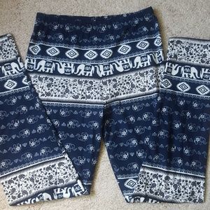 Buttery Soft Navy, White & Black Elephant Leggings
