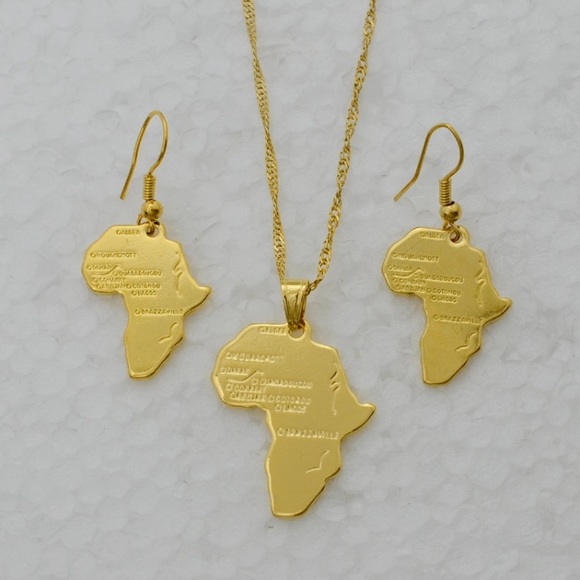 African map necklace and earring set - Picture 1 of 2