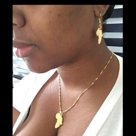 African map necklace and earring set - Picture 2 of 2