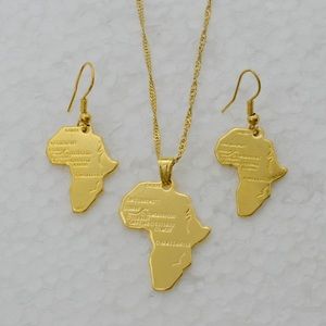 African map necklace and earring set