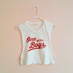 "One of the Boys" Cropped Muscle Tee