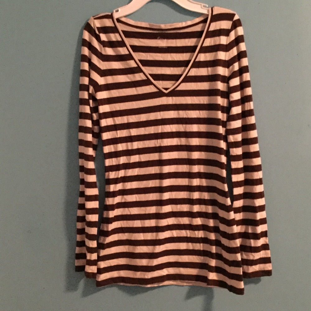 Basic brown and cream striped shirt
