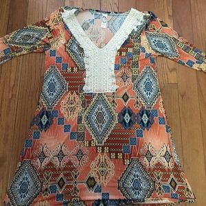 Autumn Color Tunic Dress (3 Quarter Sleeves)