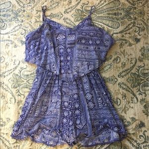 Blue and white romper