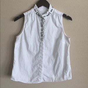 J. Crew White Button up Crystal Shirt