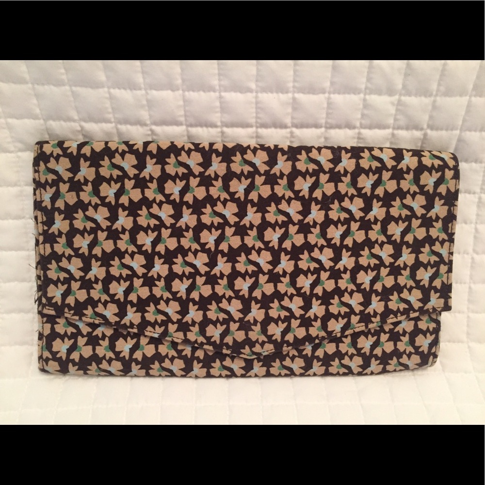 Brown floral clutch