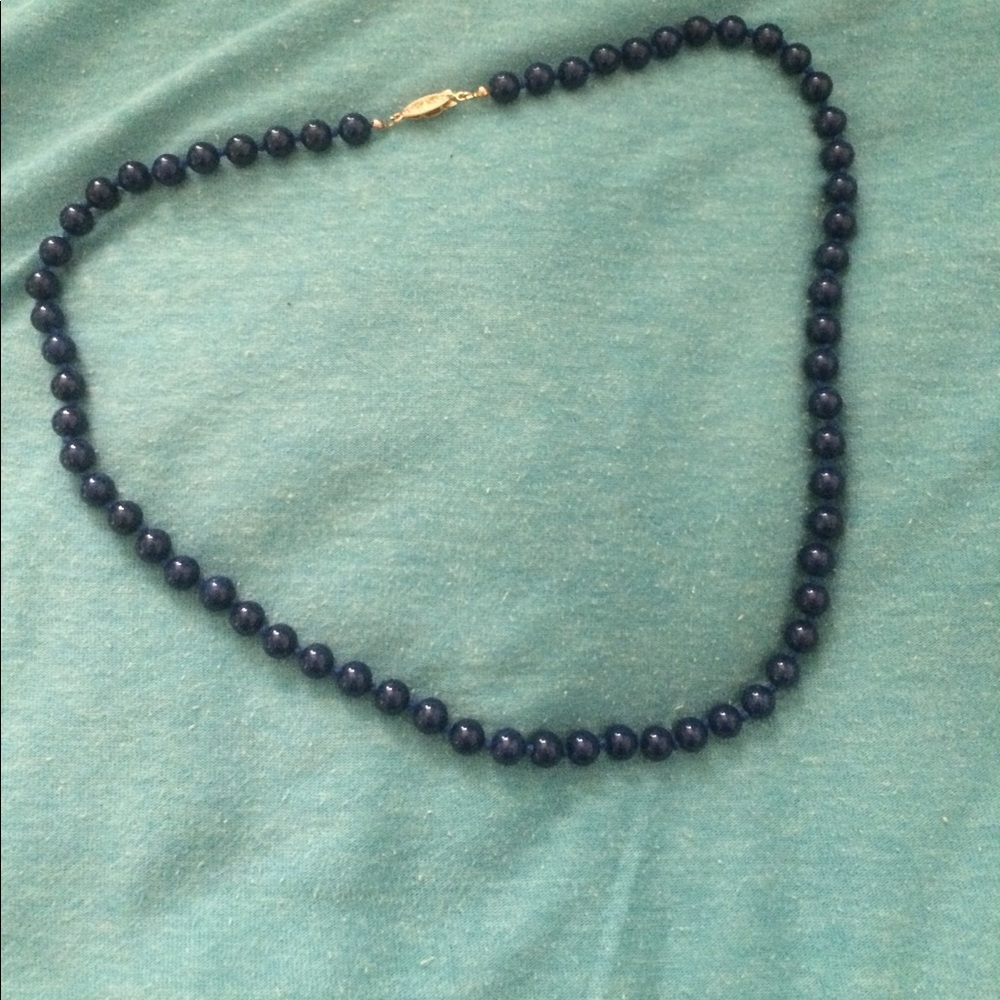 Navy antique beaded necklace