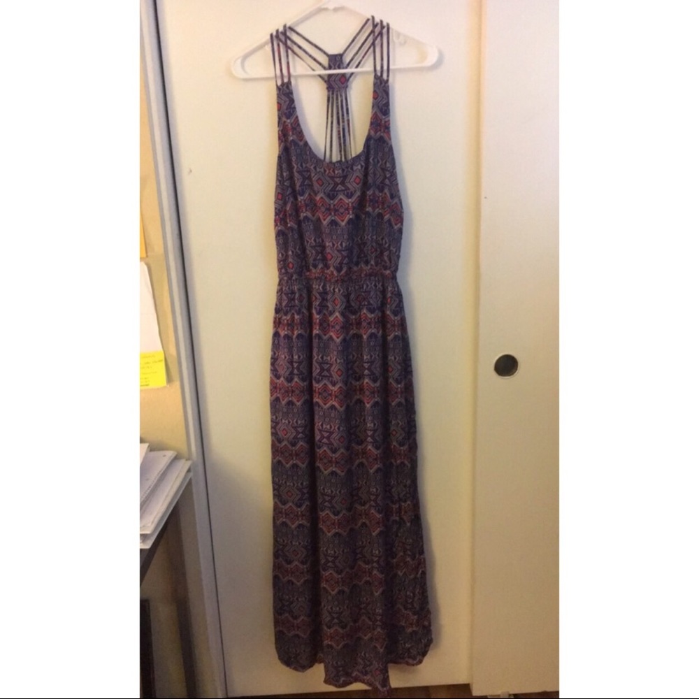 Long royal blue/ coral dress