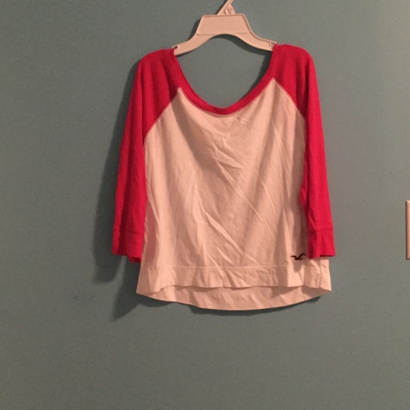 White and pink hollister low cut shirt - Picture 1 of 2