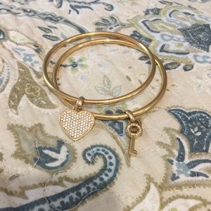 Authentic Michael Kors key and heart bangles