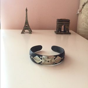 Black wood and metal bracelet