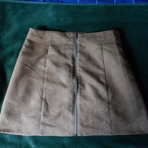 Camel Suede Mini Skirt