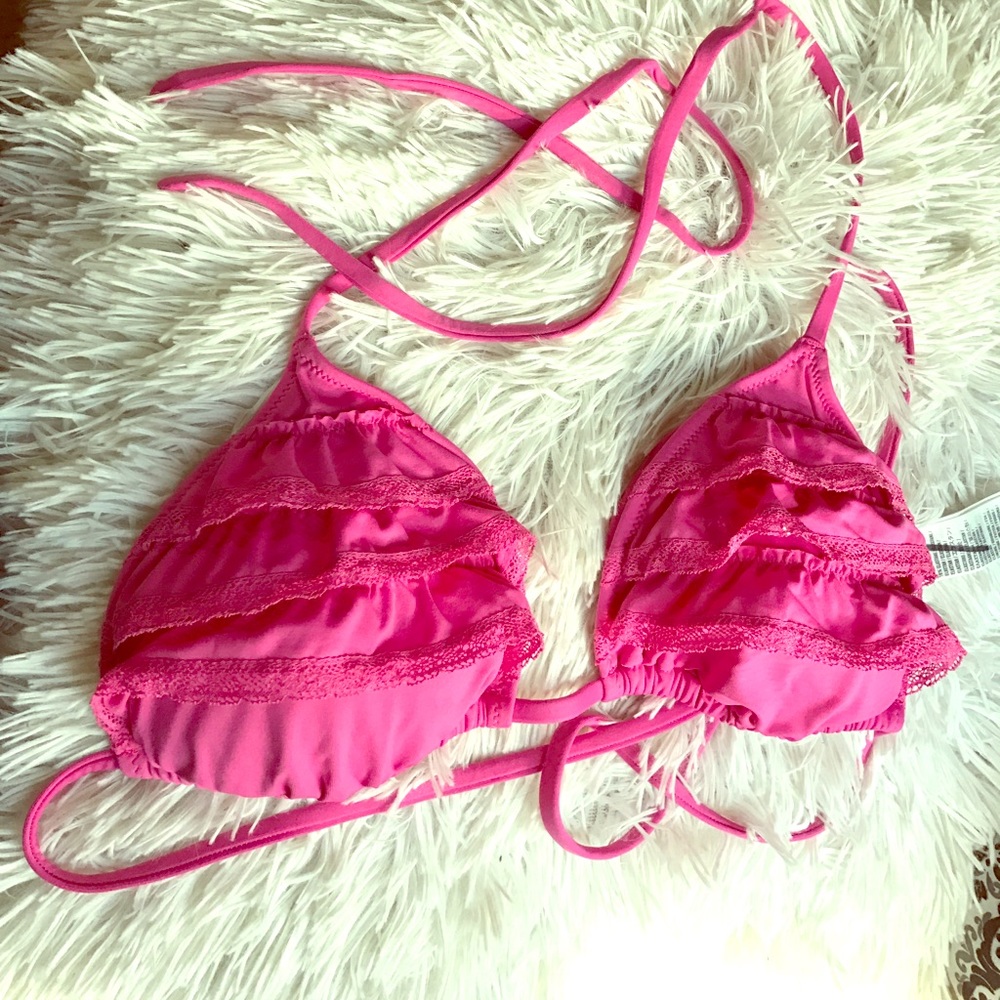 Ruffled triangle bikini top