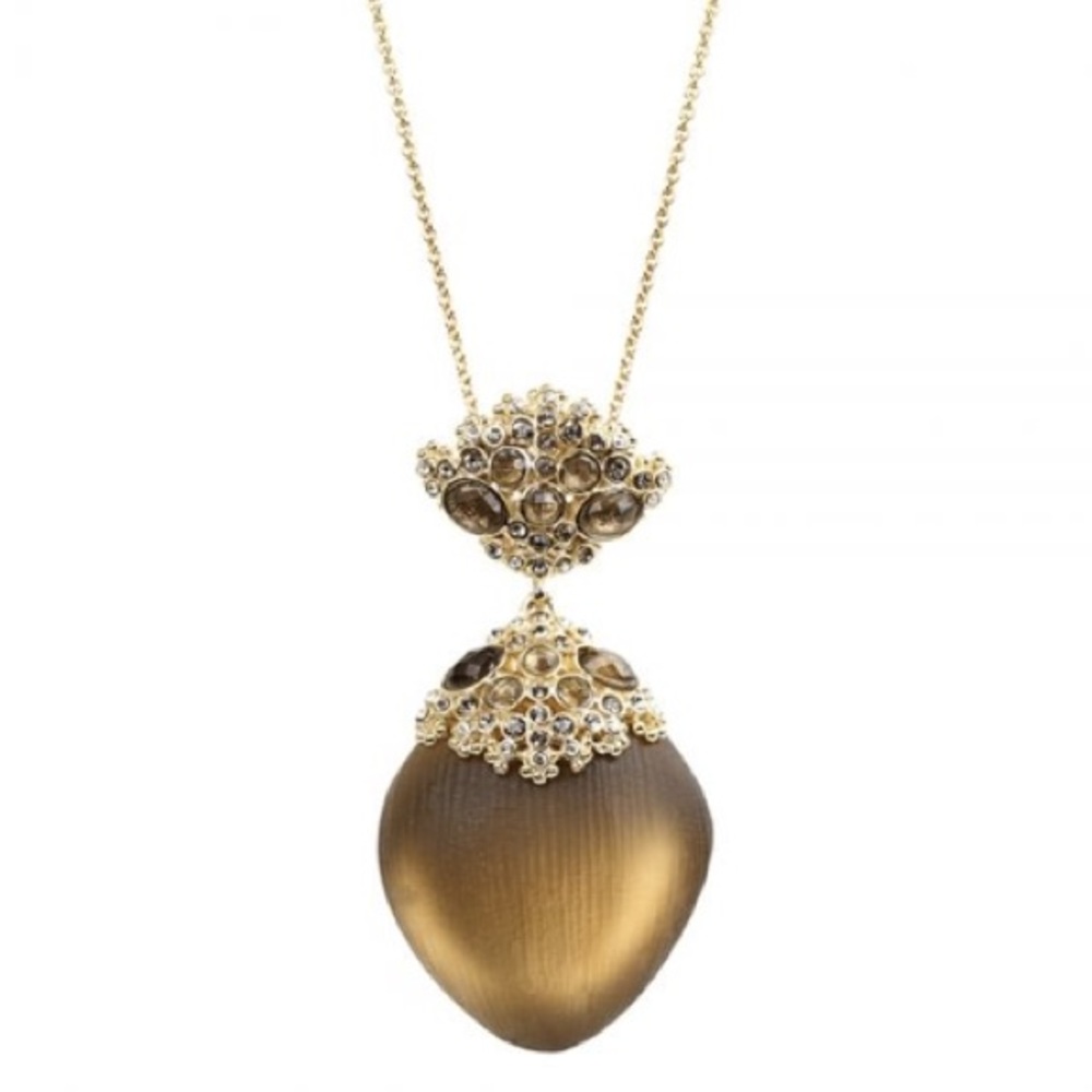 Alexis Bittar Gold Chandelier Drop Necklace Lucite