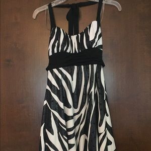 Halter-top zebra print dress
