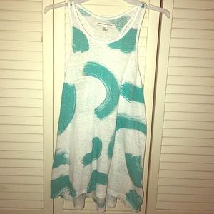 American Eagle, Turquoise and White Tank Top