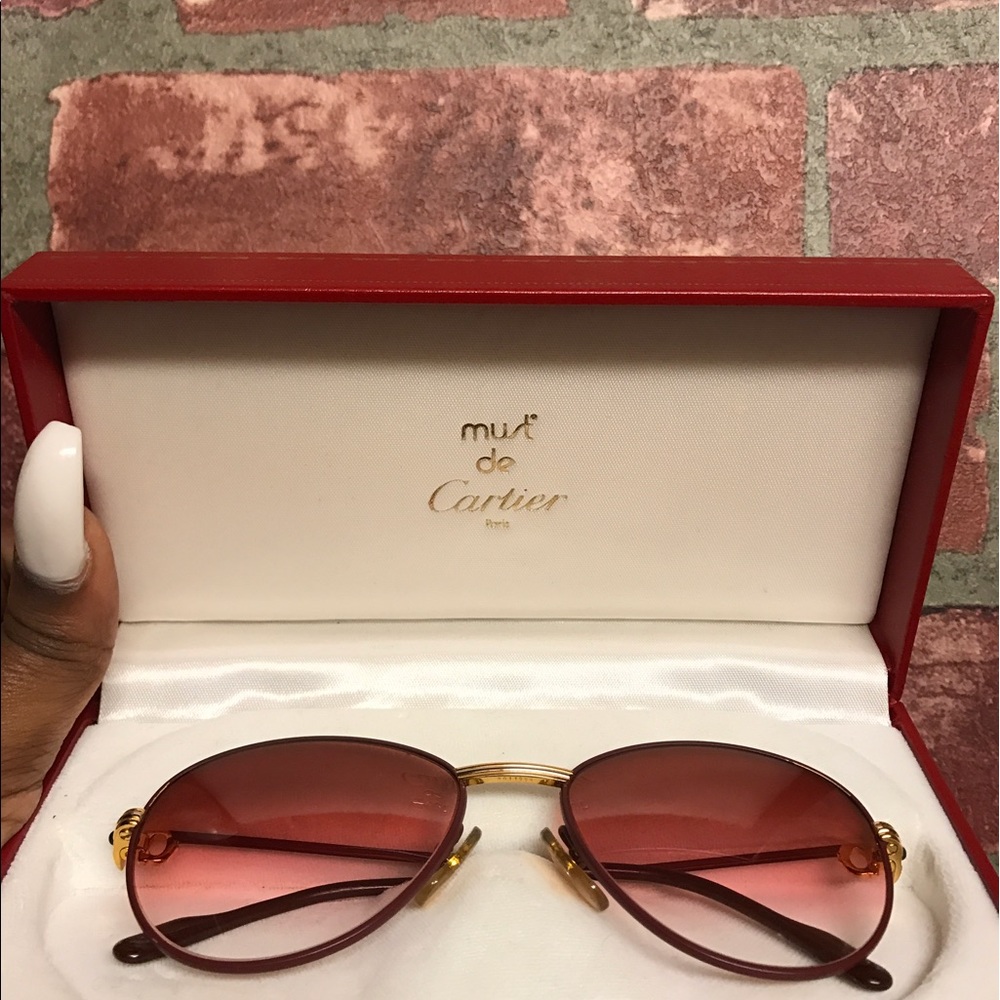Cartier Burgundy Leather Sapphire Frames