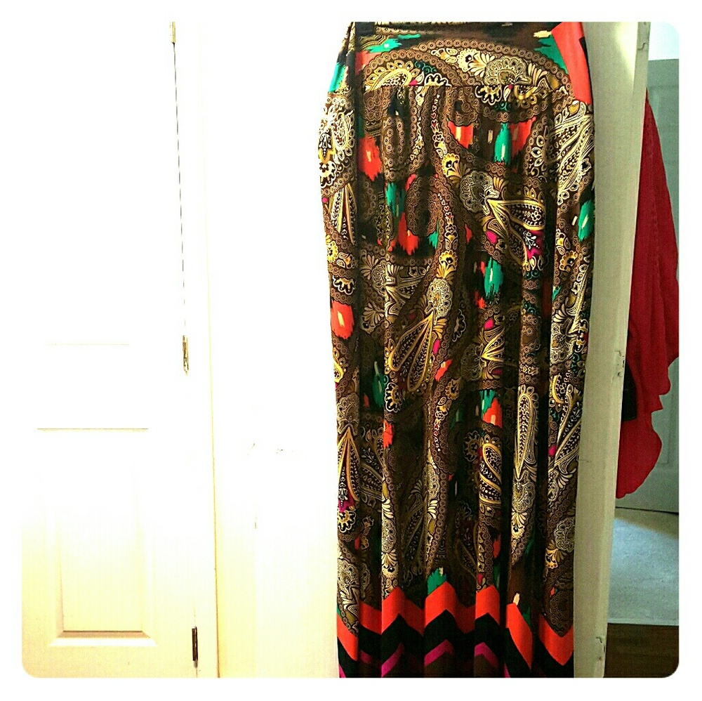 Multi color jewel tone maxi skirt