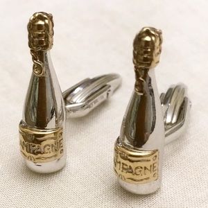 Sterling Silver & Gold Champagne Cufflinks 🍾