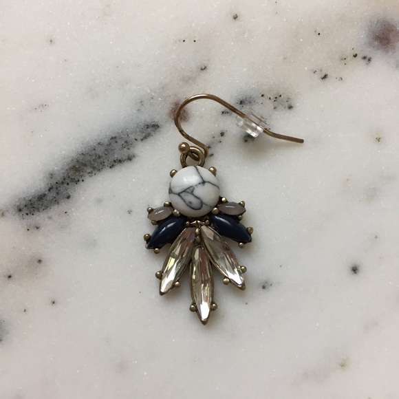 "Millie" Earrings || White Marble & Gem Statement - Picture 6 of 8