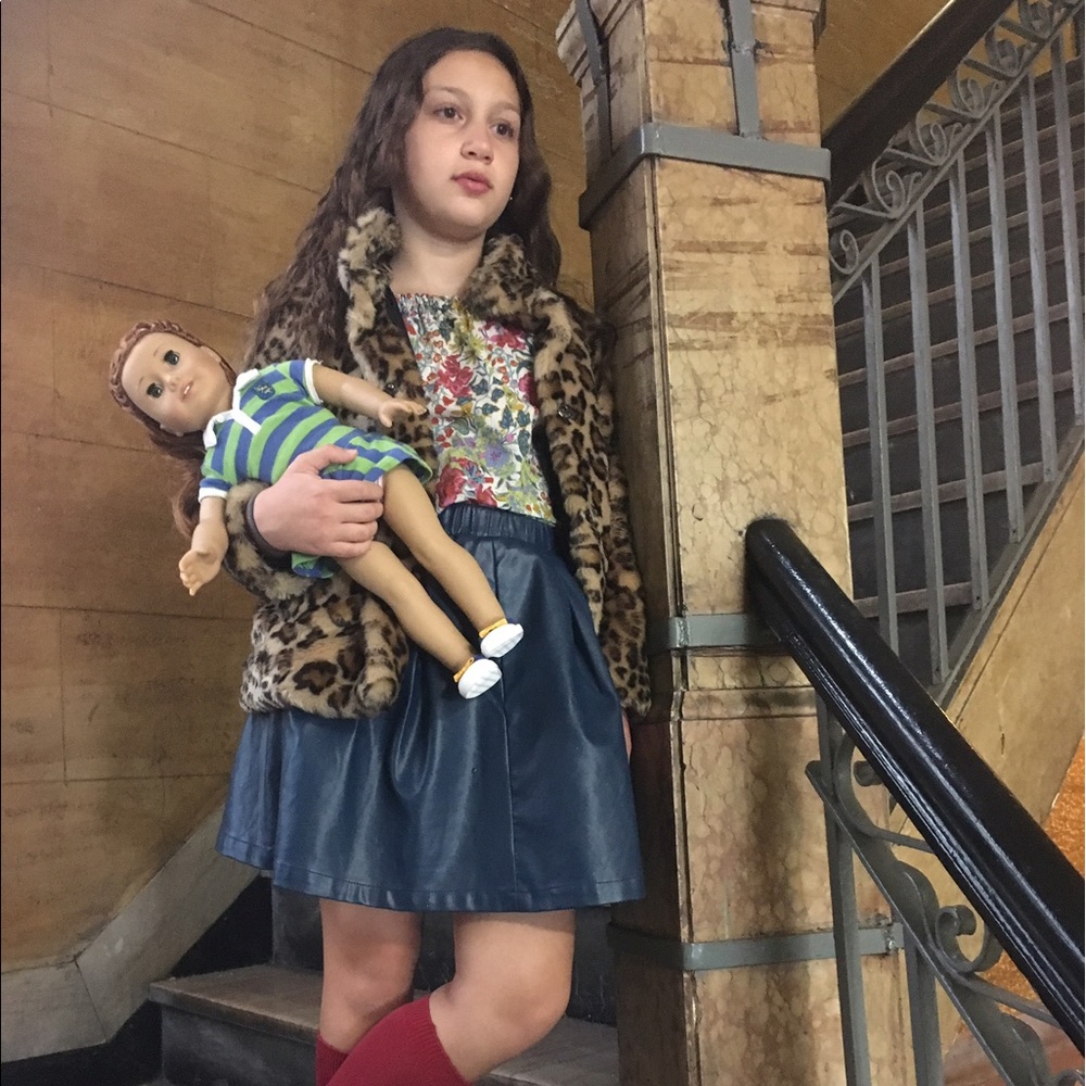 Blue Leatherette Skirt Size 8