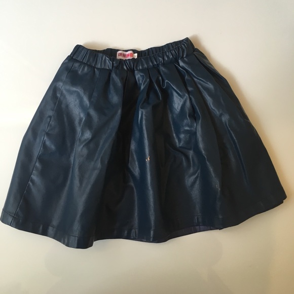 Blue Leatherette Skirt Size 8 - Picture 3 of 8